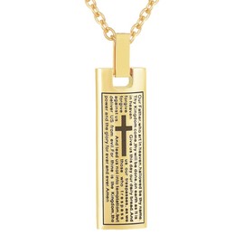 Our Father Lord's Prayer and Cross Urn Pendant Necklace Cremation Urn Necklace Cremation Jewelry Stainless Steel Rectangle Cremation Pendant Memorial Ashes Keepsake Urn Necklace, Stainless Steel, No Gemstone