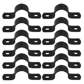 Zorfeter 12 Pack 1"/25mm Pipe Strap, Black U-Clamps Metal Clamps Double-hole Bracket, Two Hole Pipe Strap for DIY Industrial Style/DIY Enthusiasts