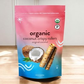 Coconut Crispy Rollers – Lightly Sweetened, Organic Crunchy Snack, 14.1 oz Bag