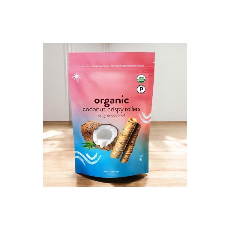 Coconut Crispy Rollers – Lightly Sweetened, Organic Crunchy Snack, 14.1
