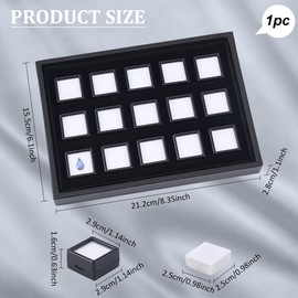 BENECREAT 15 Pack Gemstone Display Box Black Diamond Display Case Jewelry Box Container with Paper Organizer Box for Gems, Diamond, Gift Packing, 2.9x1.6cm