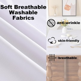 Limalred Fitted Spandex Rectangle Tablecloth, Soft Skin Friendly Non Pilling Breathable Fabric Table Cover with Elastic Band for Dining Gathering Party Banquet Decoration 42 x 72 Inch White