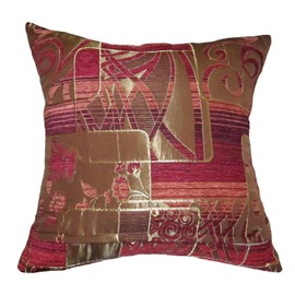 ReynosoHomeDecor Burgundy, Purple, Orange, and Gold Swirls and Squares Chenille Square Decorative Throw Pillow Cover (14"x14")