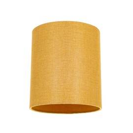 Contemporary and Sleek Ochre Mustard Linen Fabric Small Cylindrical Lamp Shade 60w Maximum | 16cm x 18cm | for Table Lamp, Wall or Pendant | Inner Cotton Lining by Happy Homewares
