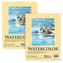 Artisan Supply Co. Premium Watercolor Paper Pad - 9" x 12" - Pack of 2 - 24 Sheets Each - Heavyweig