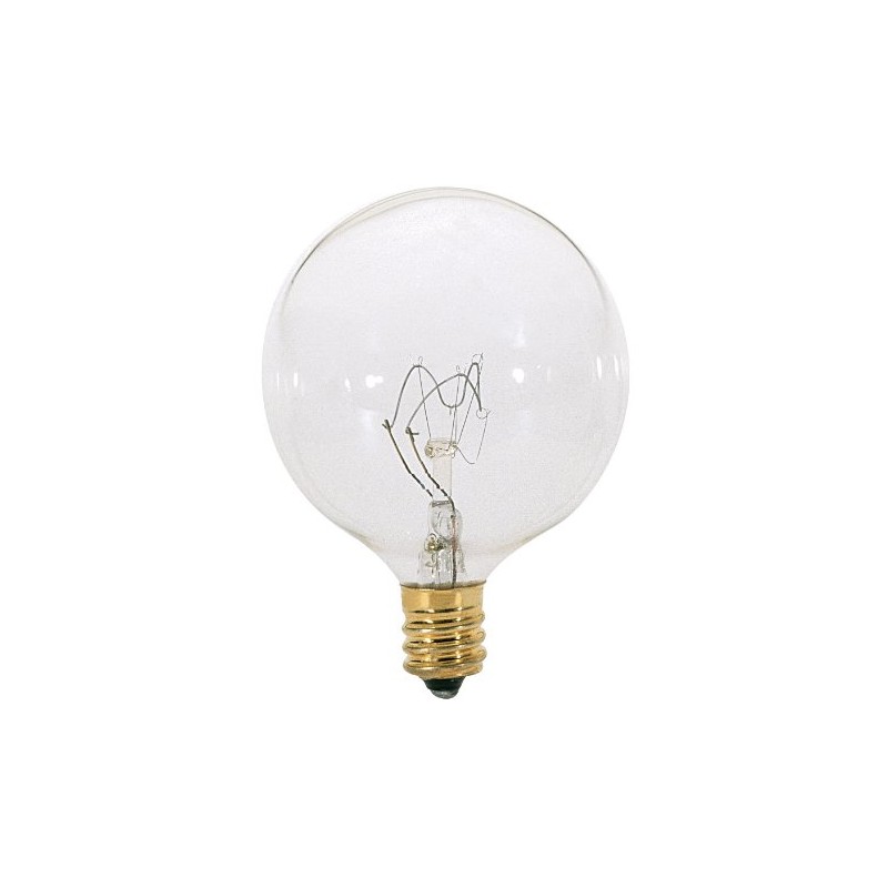 Satco S3821 120V Candelabra Base 15-Watt G16.5 Light Bulb, Clear,