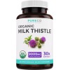 PureCo Organic Milk Thistle Capsules 80% Silymarin 9,000mg of Milk