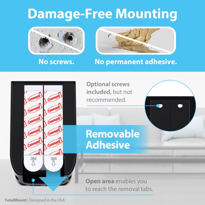 TotalMount Hole-Free Remote Control Holder – Eliminates Need to Drill