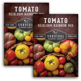 Heirloom Rainbow Mix Tomato Seeds for Planting - Plant & Grow in Your Home Vegetable Garden - Heirloom Non-GMO Colorful Rainbow Tomatoes - Survival Garden Seeds (2 Packs)