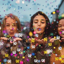 90th Birthday Confetti, 30g Black Gold Silver Table Confetti, Metallic Glitter Foil Table Confetti Sequins for 90 Years Birthday Party Anniversary Table Party Decorations