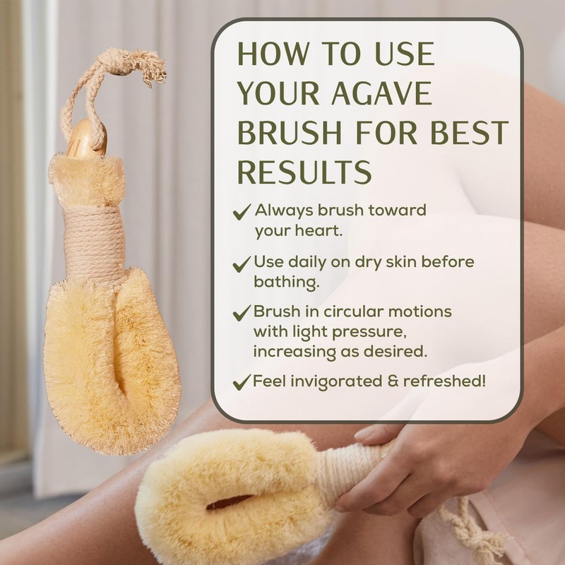 CSM Agave Plant-Based Dry Body Brush: Natural Firm Bristles for