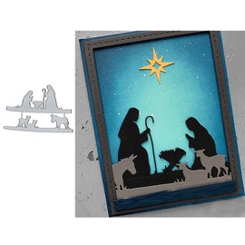 Adies 2pc Christmas a Savior is Born Metal Die Cuts,Merry Party Deer Horse Invitation Cutting Dies Stencils DIY Scrapbooking Photo Album Embossing Paper Card Making, 14.0 X9.7CM/5.51X3.81 inch