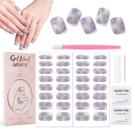 XEAOHESY 32pcs Semi Cured Gel Nail Strips, Needs to Be Cured With a Lamp, Easy to Apply and Remove, Waterproof and Long-Lasting(Galaxy Star)