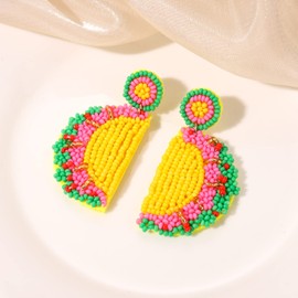 BVGA Cinco De Mayo Beaded Earring Fiesta Earrings for Women Sombrero Dangle Earrings for Women Mexcian Holiday Gift (Taco Tuesday)