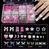 Pink Color White Butterfly Bow Variety Charms for Nails, Acrylic