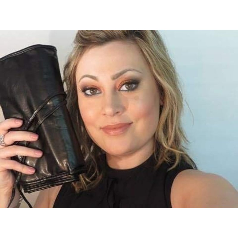 MACPLUS Fiber Bristle Makeup Brush Set with Black Leather Case-