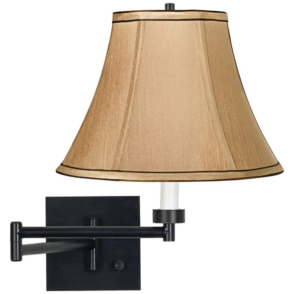 Modern Swing Arm Adjustable Wall Lamp Black Plug-In Light Fixture