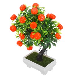 Decoraciones de bosque encantado, árbol de naranja artificial de plástico para plantas en maceta, simulación de cítricos, bonsái con jarrón de imitación realista para decoración de cocina