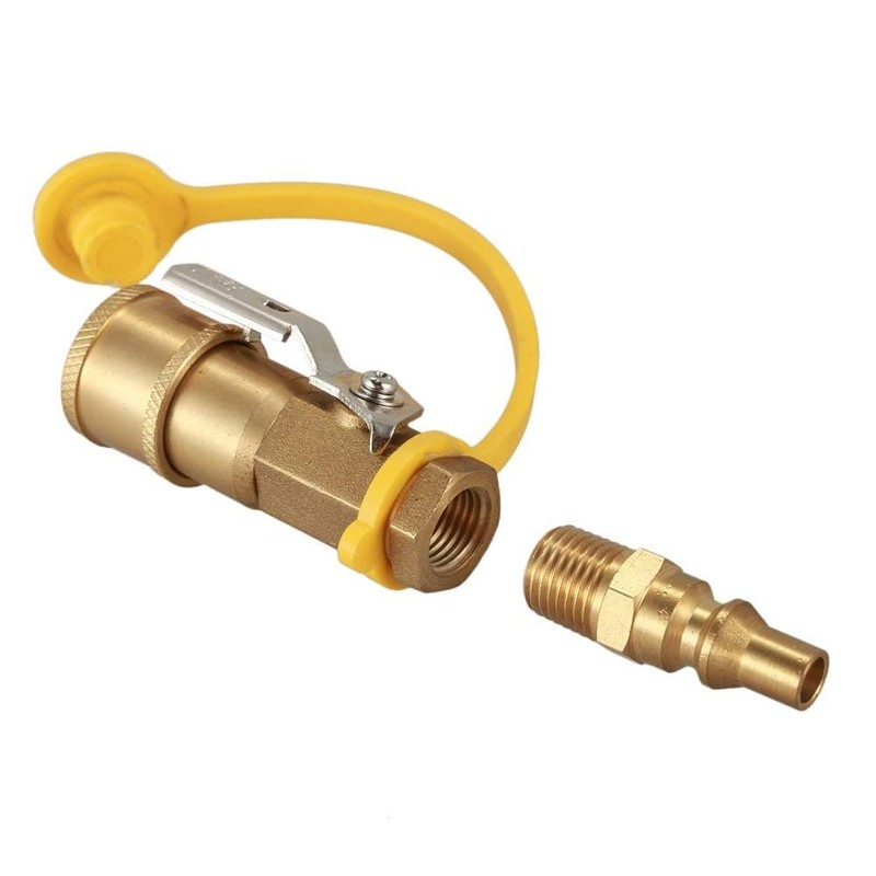 Joywayus Brass 1/4" RV Propane Quick Connect with Shutoff Valve,