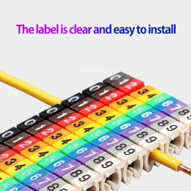 Wire Numbering Marker Colorful Wire Markers Number 0-9 Cable Markers Wire Number Labels, Clip-On Design Cable Marker Tube for Marking The Color-Coded Cables (100Pcs 4mm²)