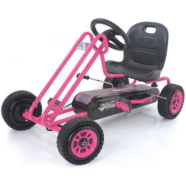 Hauck Lightning - Pedal Go Kart | Pedal Car | Ride On Toys for Boys & Girls with Ergonomic Adjustable Seat & Sharp Handling - Pink