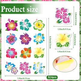 HOWAF 288pcs Hibiscus Stickers Hawaiian Tropical Luau Stickers Hawaii Flower Self Adhesive Sticker Hibiscus Flower Label Sticker for Summer School Kids Crafts Supplies, Aloha Flowers Decals