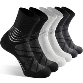 IRAMY Compression Ankle Support Crew Socks Men Women Coolmax Wicking Plantar Fasciitis Relief Running Hiking Socks 3 Pairs