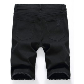 Lavnis Men's Casual Denim Shorts Classic Fit Ripped Distressed Summer Jeans Shorts Black 38