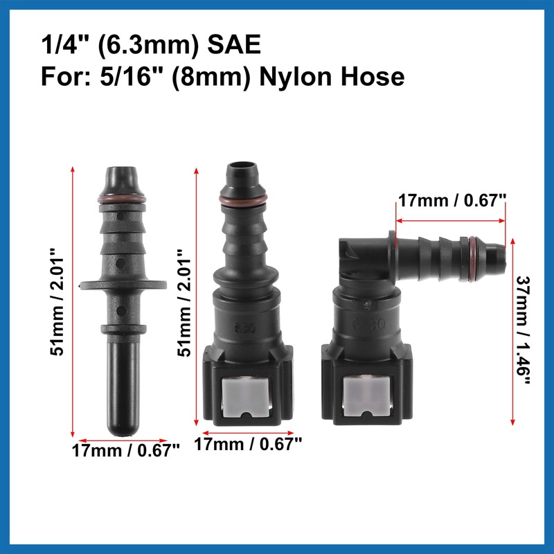 A ABSOPRO 2 Set 1/4" 6.3mm SAE to 5/16" 8mm