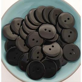 MajorCrafts® 48pcs 20mm 2 Holes Round Resin Sewing Buttons Needlework Arts and Crafts (Black)