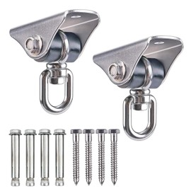 BeneLabel Silent Heavy Duty Swing Hangers - 2 Pack Stainless Steel 360° Swivel Hooks with Screws - Rustproof, Smooth, and Quiet - for Hammocks, Porch Swings, Punching Bags