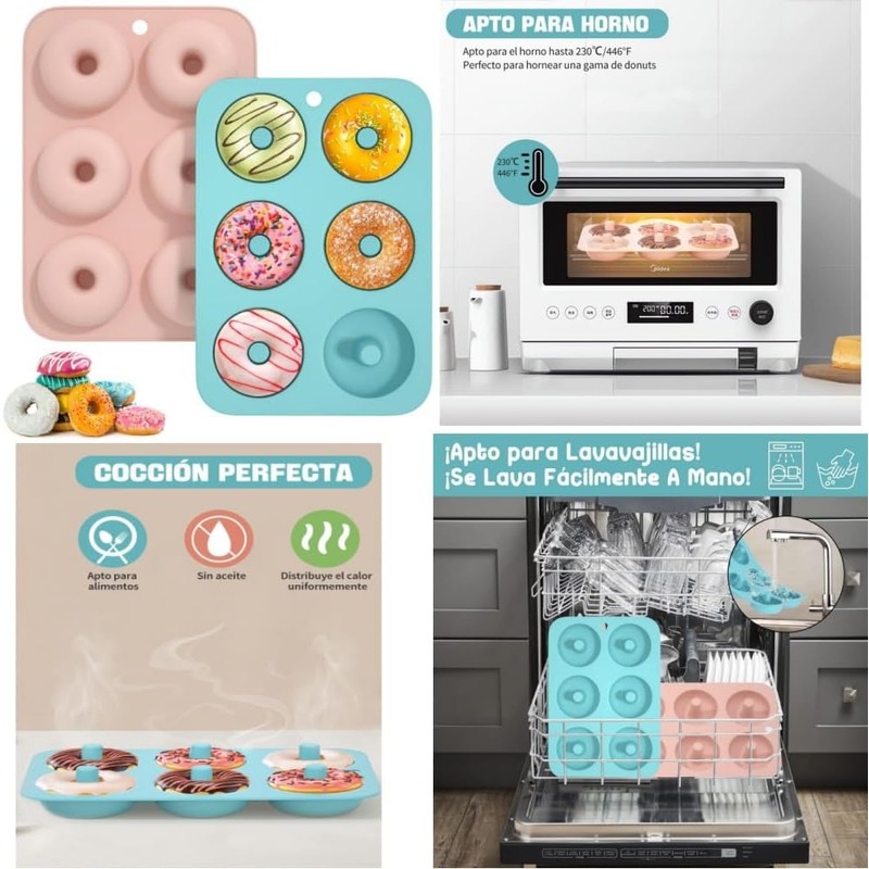 Moldes Para Donas y Rosquillas de Silicona Antiadherente - Paquete