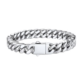 Bestyle 9mm Sturdy Stainless Steel Cuban Bracelet Thick Cuban Link Chain Bracelets for Men, High Polish Tranish Resisitant, Hypoallergenic Men Hand Chain Bracelets