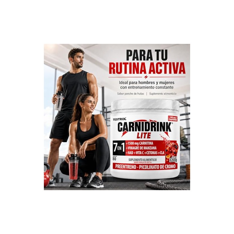 Preentreno Carnidrink Carnitina Bebible Polvo Tartrato 1500mg Cafeína Nad Vinagre