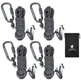 Geer Top Guy Rope, 0.2 inch (4 mm), Tent Rope, Paracord for Tarp, Carabiner, Includes Carabiner, Tension Line, Reflective Materials, Flexible Hardware, Load Capacity 572.3 lbs (260 kg), Length 8.8 ft