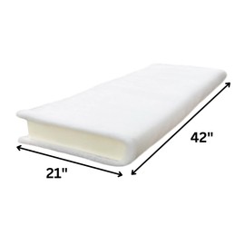 FoamRush 11" x 21" x 42" Seat Cushion Foam with Batting/Dacron (Cushion Seat Replacement) Made in USA