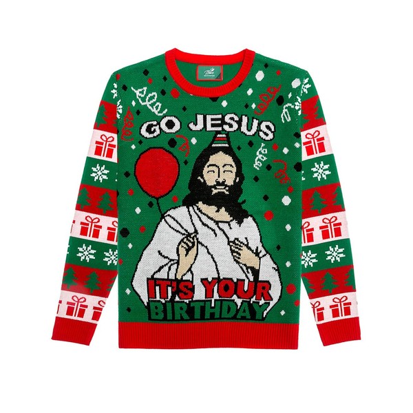 Ugly Christmas Men's / Women's Knitted Jumper, Go Jesus It's Your Birthday Pullover - m
