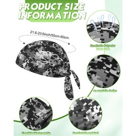 15 Pcs Do Rag Skull Cap Cooling Helmet Liner Sweat Wicking Head Wraps Bandana Beanie Bicycle Helmet Liner for Men Women (Dark Camouflage Pattern)