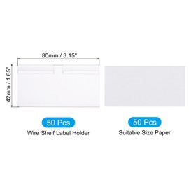 PATIKIL Pack of 50 Wire Shelf Labels Holder Plastic Storage Boxes Clip Goods Sign Display Holder Labels Holder for Market Retail Shop and Pantry (1.65 x 3.15 Inches)