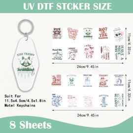 Azhieni UV DTF Motel Keychain Decals, 80PCS Funny Animal UV DTF Stickers for Motel Keychain, Humorous UV DTF Keychain Transfers Stickers Waterproof UV DTF Decals for Hotel Keychain