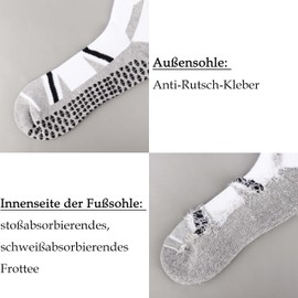 Jeasona 3 Pairs Football Socks Children's / Men's Set Football Socks Football Socks Men's Long Grip Socks Football Football Grip Socks Non-Slip, Black+White+Blue