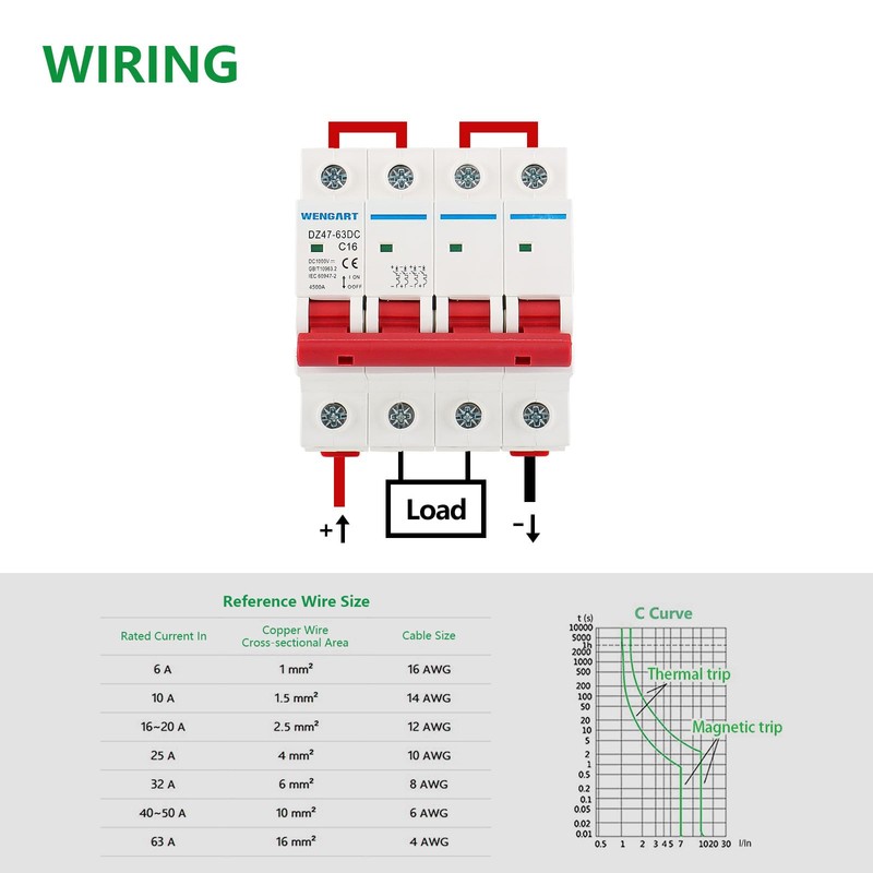 Wengart PV Circuit Breaker DC1000V 4-Pin 16A DC Miniature Circuit