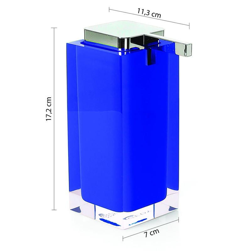 Gedy Rainbow Square Countertop Soap Dispenser, Blue