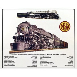 MrTrain Norfolk & Western Railroad 1218 Metal Train Sign | 10"x12" | N&W Railway | USA