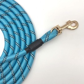 Shorven Nylon Strong Dog Rope Lead Reflective Training Dog Leash with Soft Handle 5-20 FT Long Aqua Blue (Dia:0.5" 15FT)