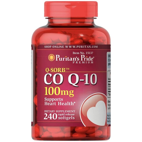 CoQ10 100mg, Supports Heart Health,240 Rapid Release Softgels by Puritan's Pride