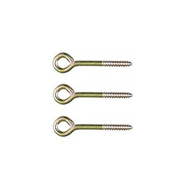 Guy Cable Eye Lag Screw Bolt 3 Pack 1/4" Inches 3" Inches in Length Antenna Mast Support Eye Sharp Point Bite into Wood Steel Lag Screw Guy Wire Antenna Cable Support