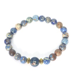 Vintage-Armband für Damen aus goldenem Metall und blauem kaiserlichem Jaspis