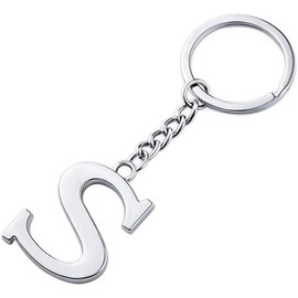 Initial Letter Keychain Alphabet Key Rings Zinc Alloy Letter Charm Keychain for Women (Silver, One size)