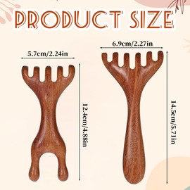2 Pcs Massager Comb Wooden Scalp Massager Comb Six-Claw Meridian Massage Combs Wide Tooth Five Claw Therapy Comb Wood Head Scratcher for Stress Relax Sandalwood Massage Tool for Back Legs feet Care
